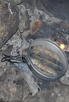 Горная форель жаренная на сковороде в панировке из сухарей